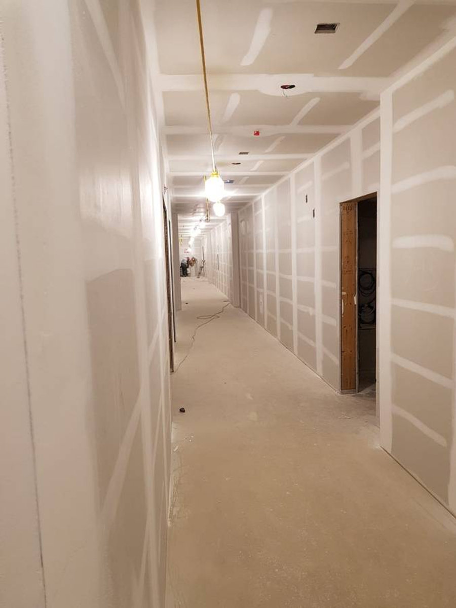 Finished drywall wall in a residential interior