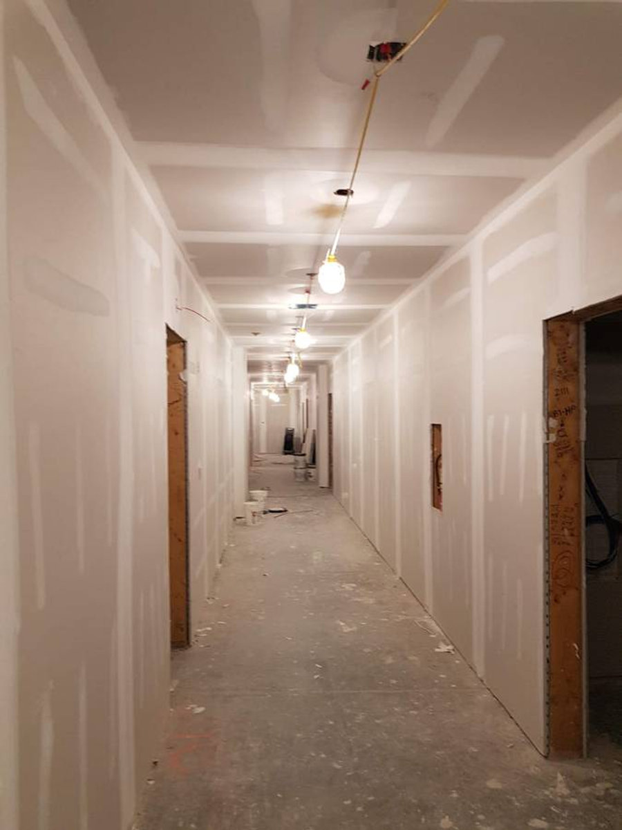 Smooth drywall surface ready for paint
